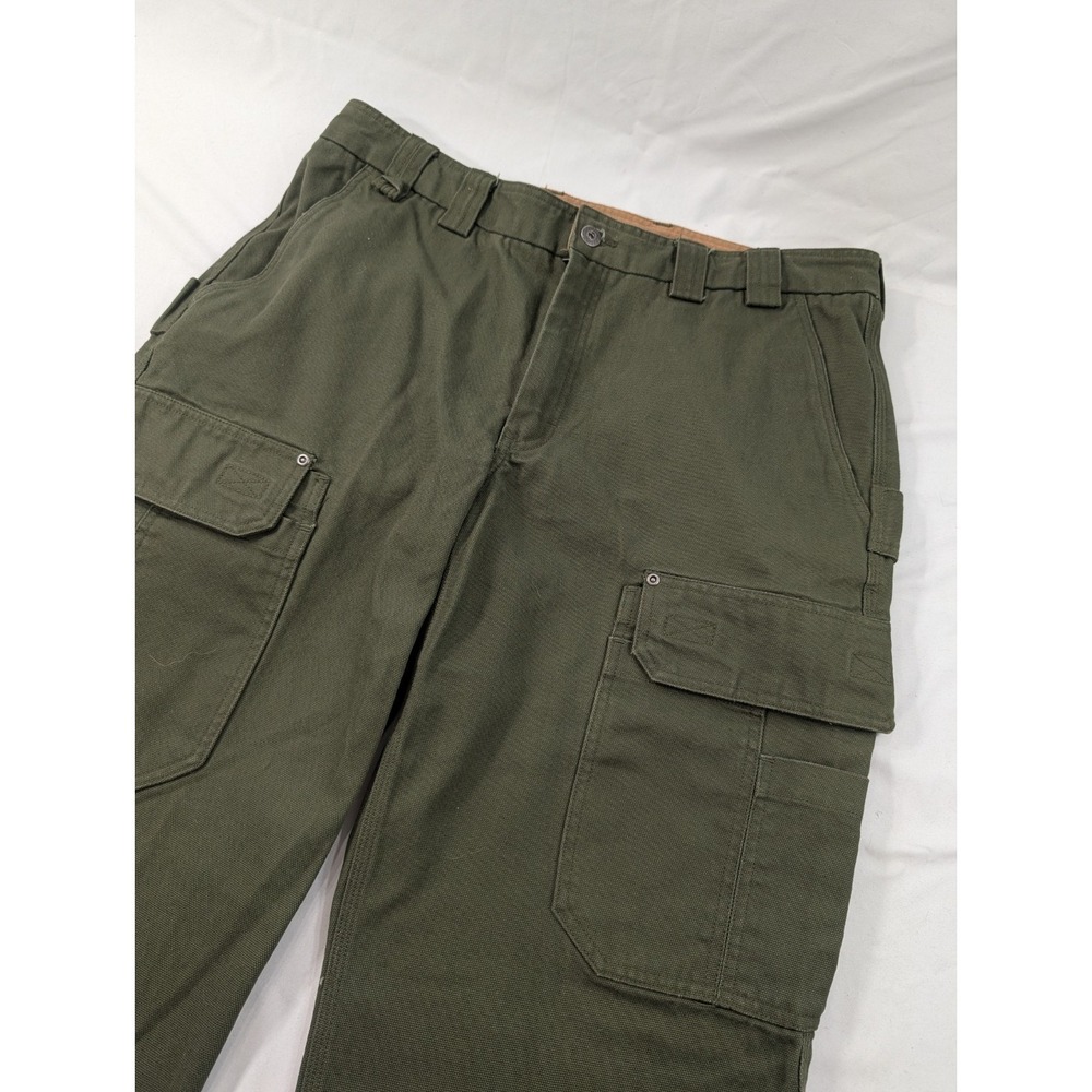 Duluth Trading Co 38x31 (38x32 Tag) Heavy Canvas Cargo Carpenter Pants Green